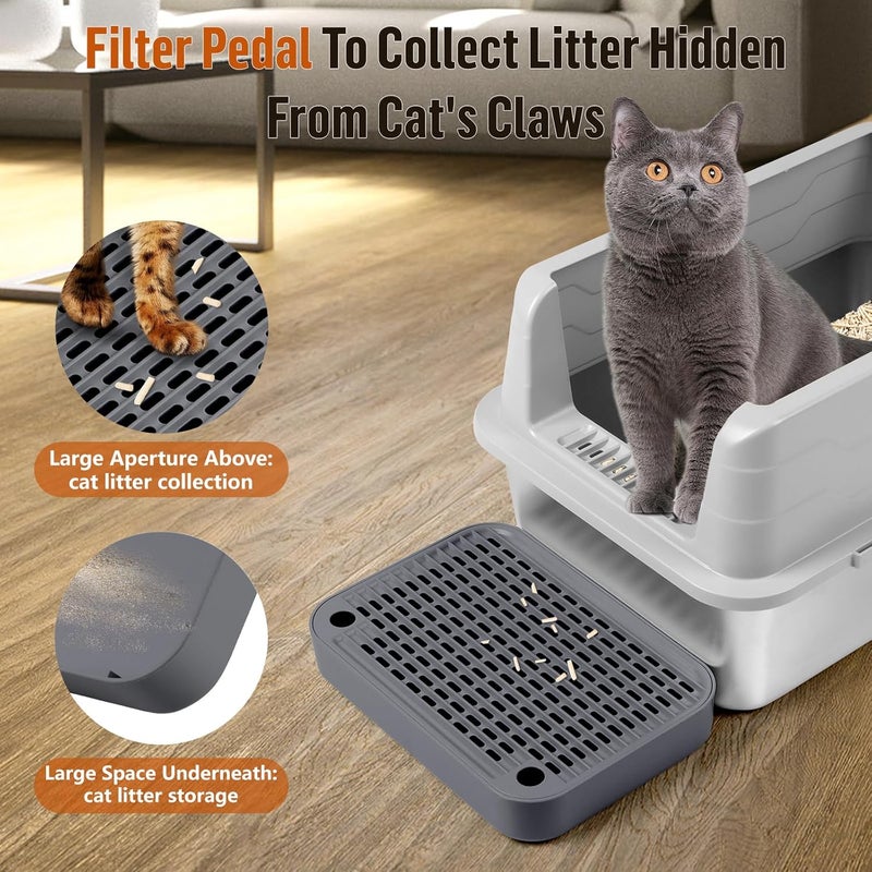 Bartuke Cat Litter Box Ramp Mat with Filter Function, Cat Step Pedal Stool for Self-Cleaning Litter Box, Easy to Clean, Ideal for Kitten & Elderly Cats (Dark Grey) - Image 3